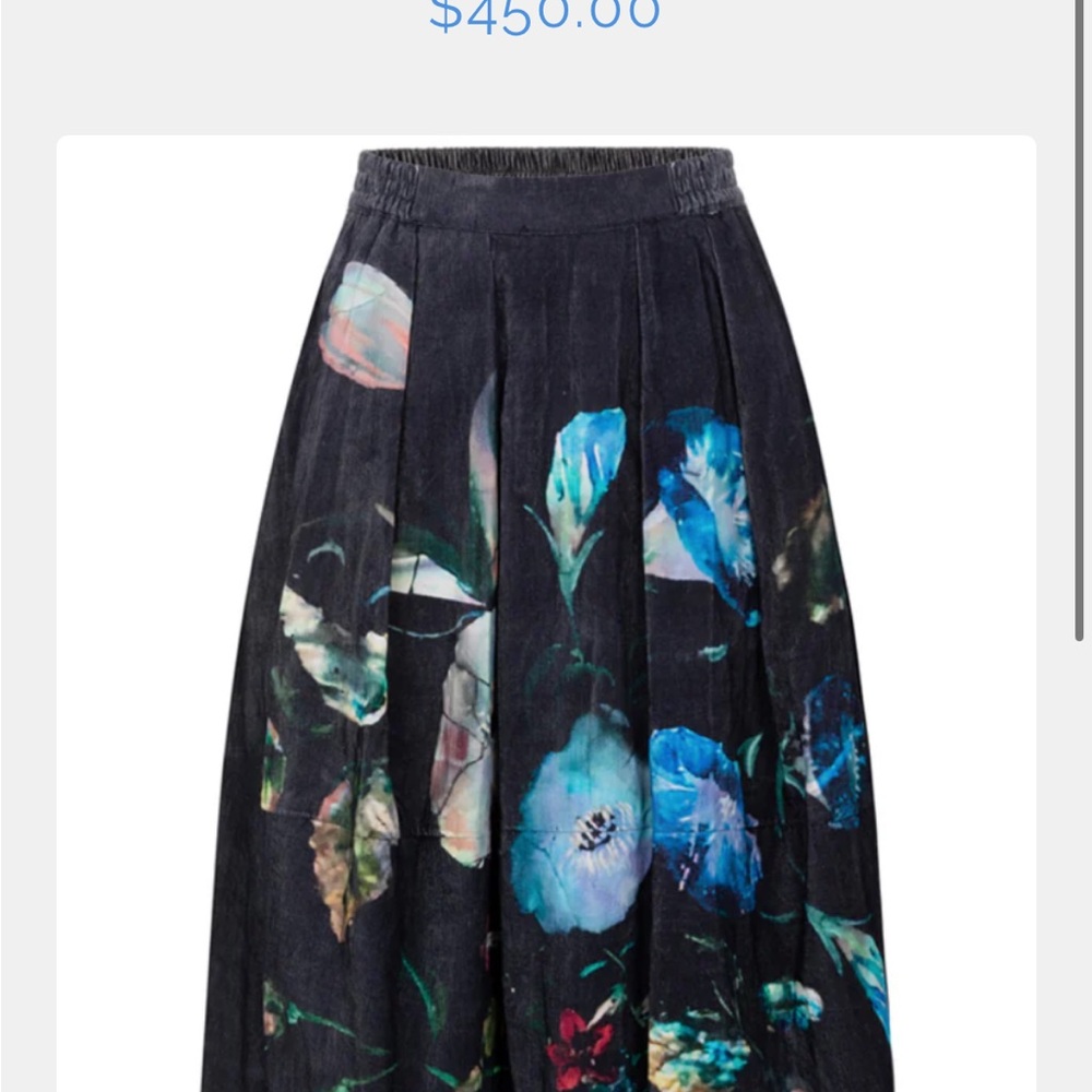 Blue Tree - Black Midi A-Line Skirt with Pleats for Cocktail Night Out NWT